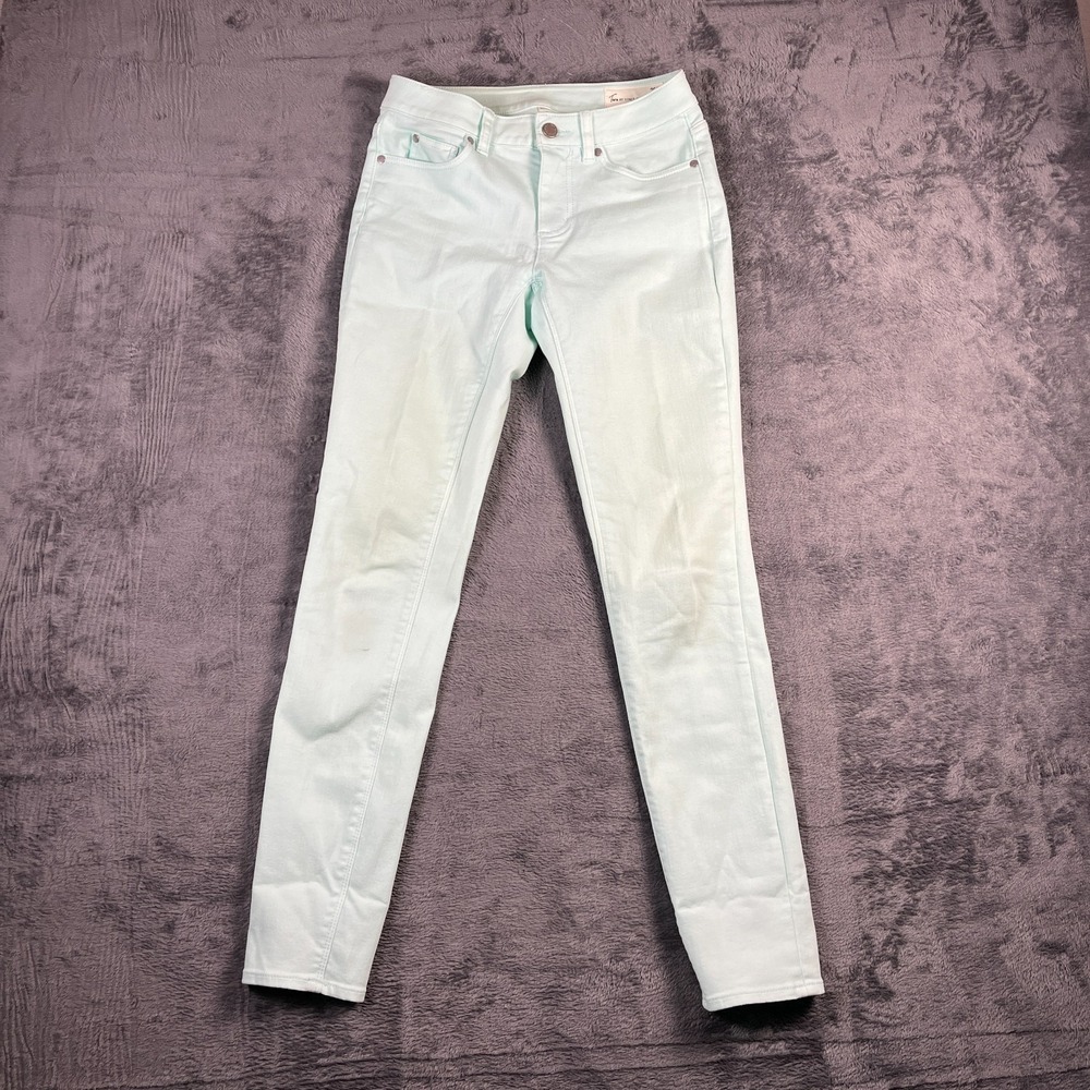 Two By Vince Camuto Skinny Jeans Womens 25 Light Sea Green Denim Logo Cotton